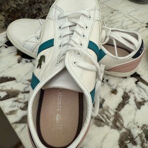 Lacoste White and Blue Sneakers Minimalist Low-Top Design